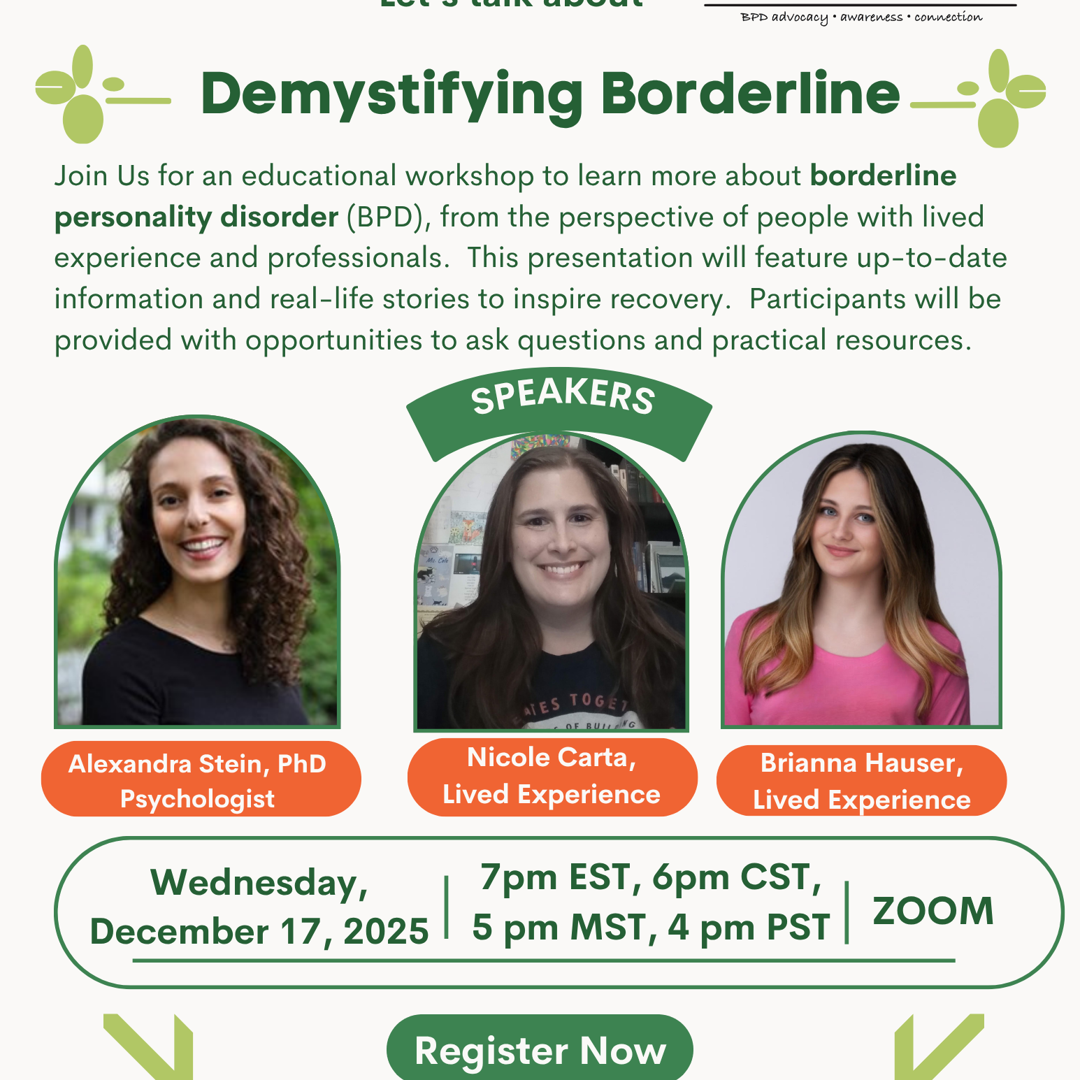 Educational Workshop: Demystifying Borderline Personality Disorder December 17 - logo